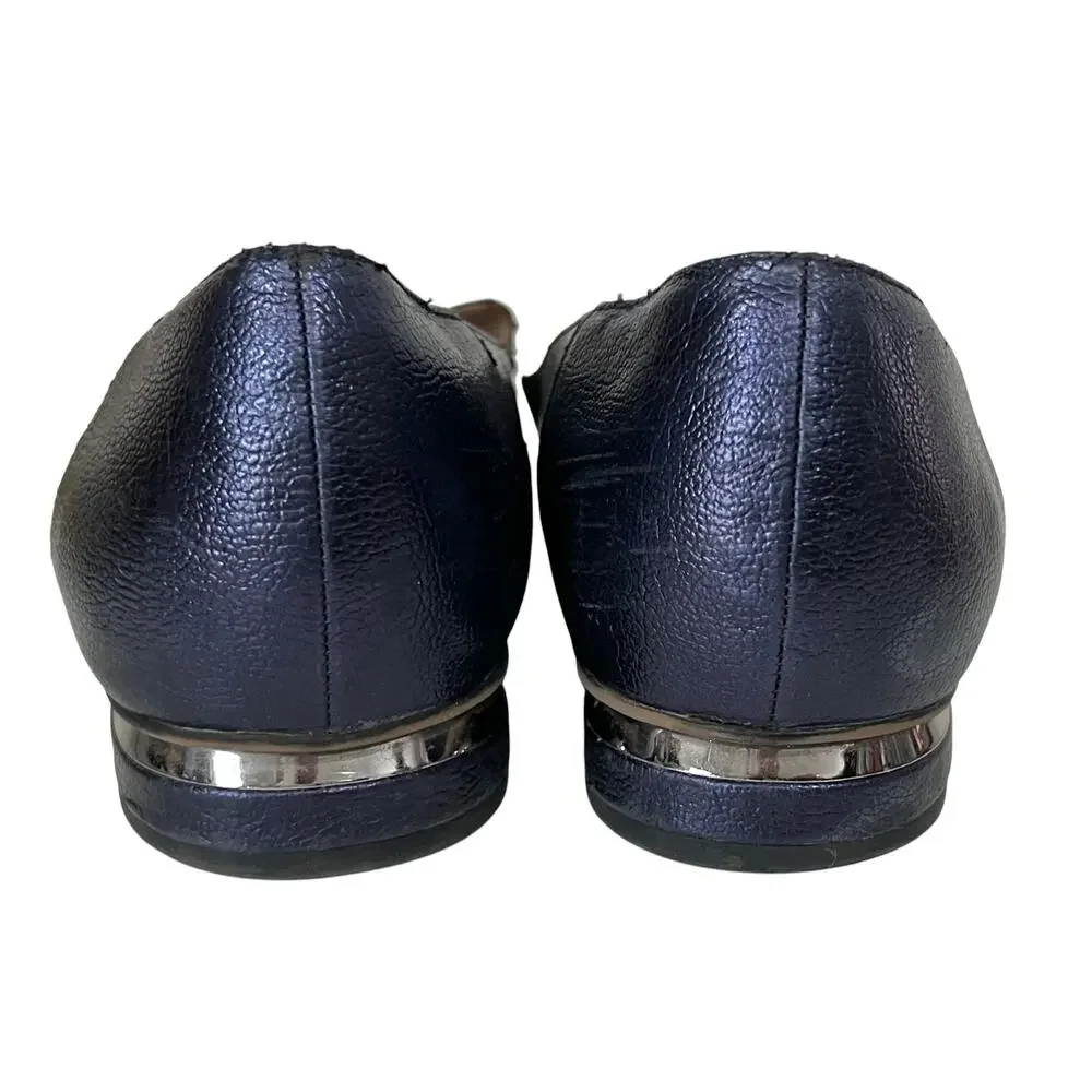 Franco Sarto Starland Blue Pebbled Leather Pointed Toe Loafers Flats Womens 10M